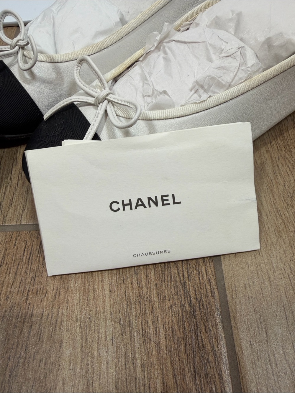 Chanel Cap Toe Ballerina Flats Cream and Black Size 8 - Picture 12 of 14